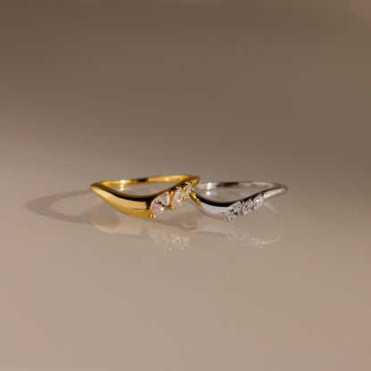 Mixed Metal Diamond Curve Ring Set