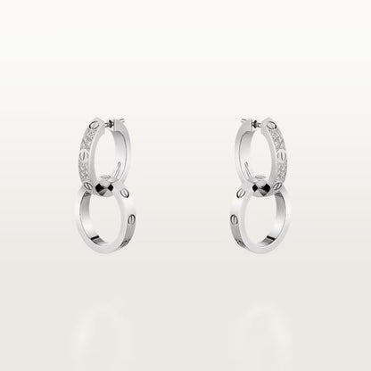 [LUXE] LOVE 3.3MM DANGLE HALF DIAMOND EARRINGS