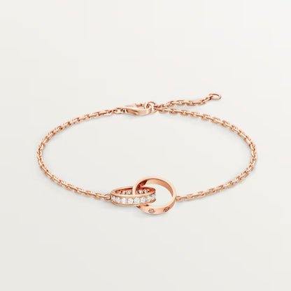 [LUXE] LOVE DOUBLE RING HALF DIAMOND BRACELET