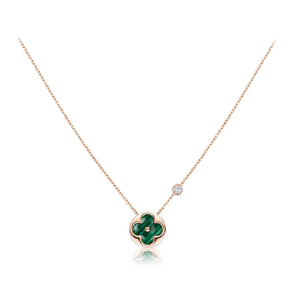 [LUXE] COLLAR DE ORO ROSA CON 1 DIAMANTE Y PEDANTE SOL