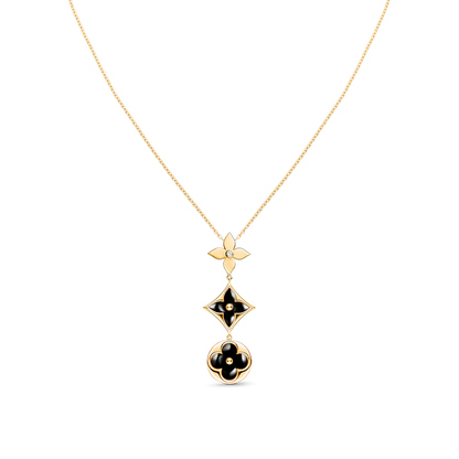 [LUXE] COLLAR DE ORO ROSA CON ÓNIX ESTRELLA Y SOL
