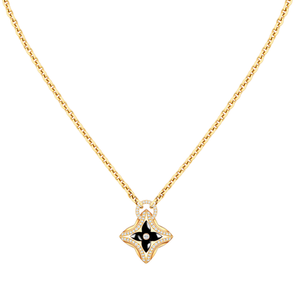 [LUXE] COLLAR DE ORO ROSA CON DIAMANTES Y PEDANTE ESTRELLA