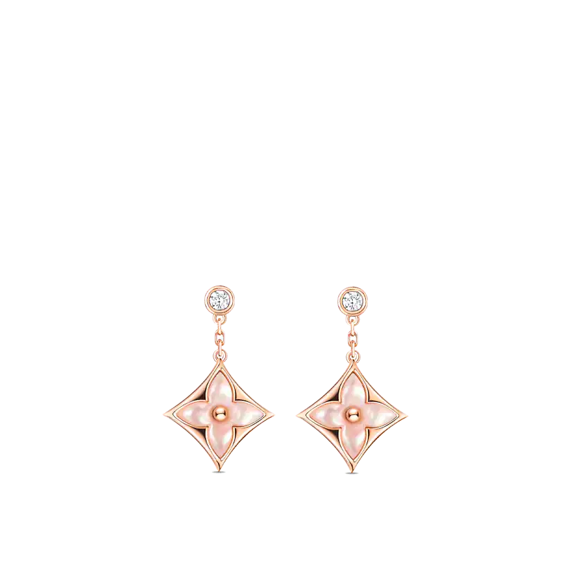 [LUXE]DOUBLE STAR PINK GOLD MOP DROP EARRINGS