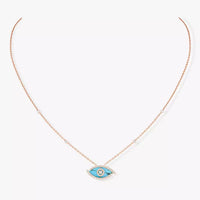 [LUXE] Lucky Eye Diamond Necklace in Rose Gold and Turquoise
