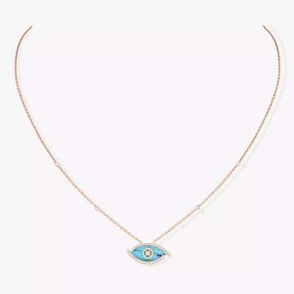 [LUXE] Lucky Eye Diamond Necklace in Rose Gold and Turquoise