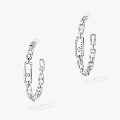[[LUXE] Move Link Diamond Hoop Earrings