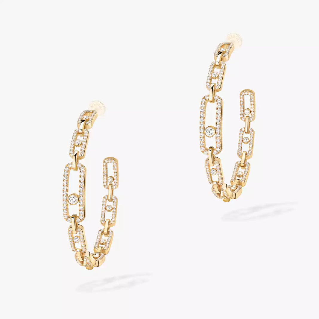 [[LUXE] Move Link Diamond Hoop Earrings