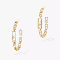 [[LUXE] Move Link Diamond Hoop Earrings