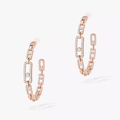 [[LUXE] Move Link Diamond Hoop Earrings
