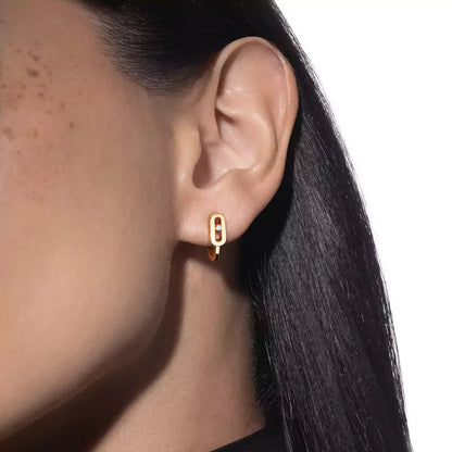 [LUXE] Diamond Mini Hoop Earrings Move Classique
