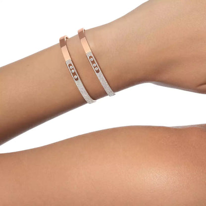 [LUXE] Move Noa Rose Gold Pavé Diamond Bangle Bracelet