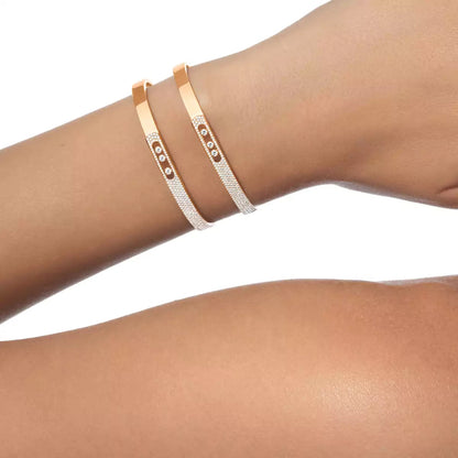 [LUXE] Move Noa Rose Gold Pavé Diamond Bangle Bracelet