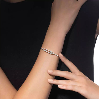 [LUXE] Move Pavé Diamond Bangle Bracelet M
