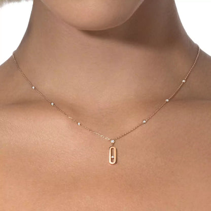[LUXE]  Move Uno Gold Diamond Long Necklace