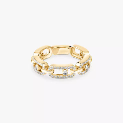 [LUXE] Move Link Pave_-Set Diamond Ring in Gold