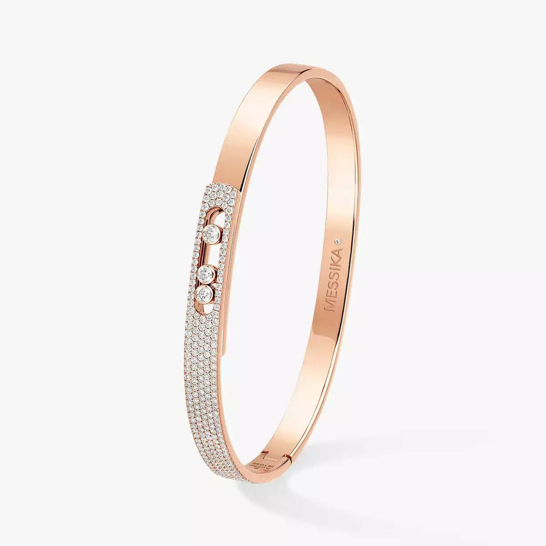 [LUXE] Move Noa Rose Gold Pavé Diamond Bangle Bracelet