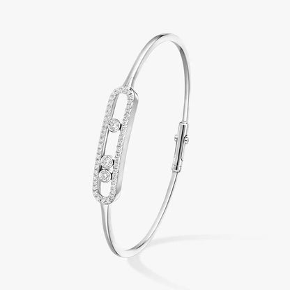 [LUXE] Move Pavé Diamond Bangle Bracelet M