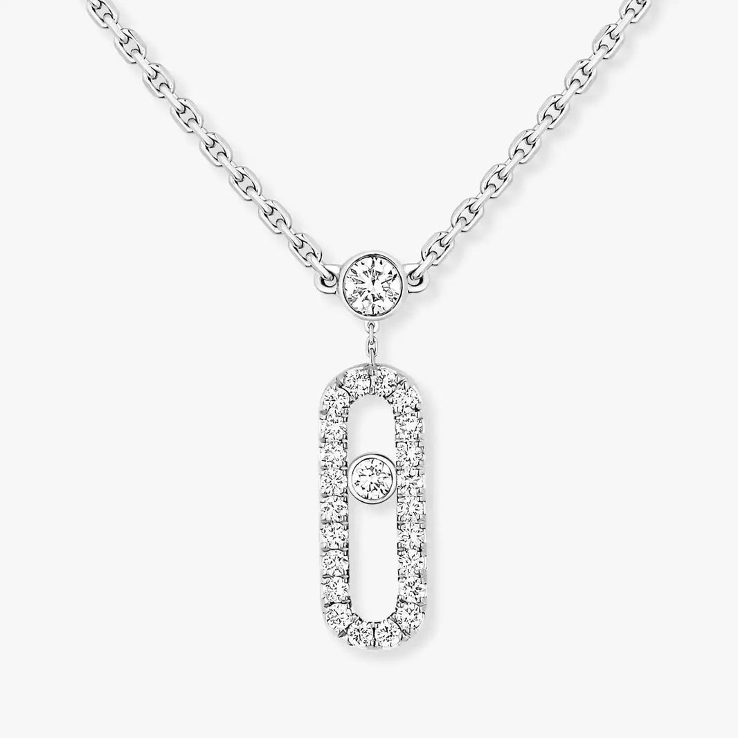 [LUXE] 2 Rows Rose Gold Diamond Pave_ Necklace Move Uno