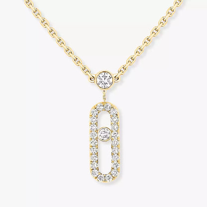 [LUXE] 2 Rows Rose Gold Diamond Pave_ Necklace Move Uno