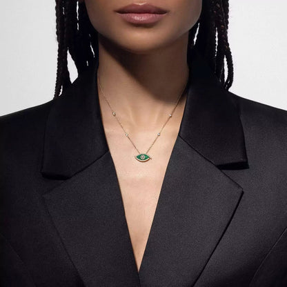 [LUXE] Lucky Eye Diamond Necklace in Rose Gold and Turquoise