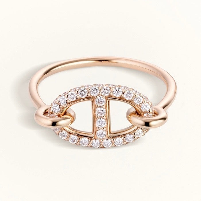 [LUXE]ANILLO REDONDO DE DIAMANTES PEQUEÑOS