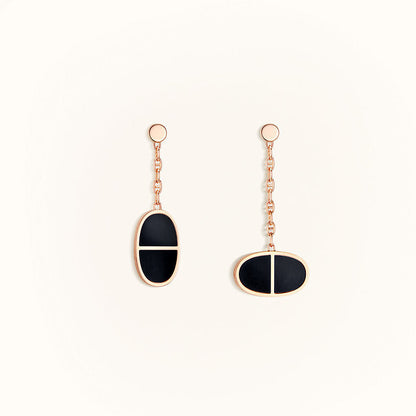 [LUXE] PENDIENTES DE CERÁMICA NEGRA CHAINE VERSO