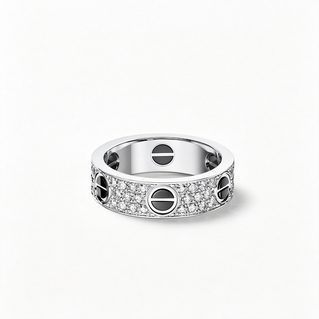 [LUXE] LOVE RING 5.5MM DIAMONDS PAVED CERAMIC