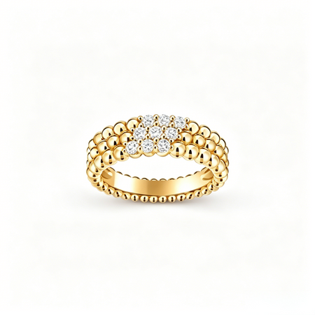 [LUXE]Three-row diamond ring