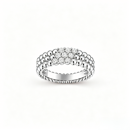 [LUXE]Three-row diamond ring