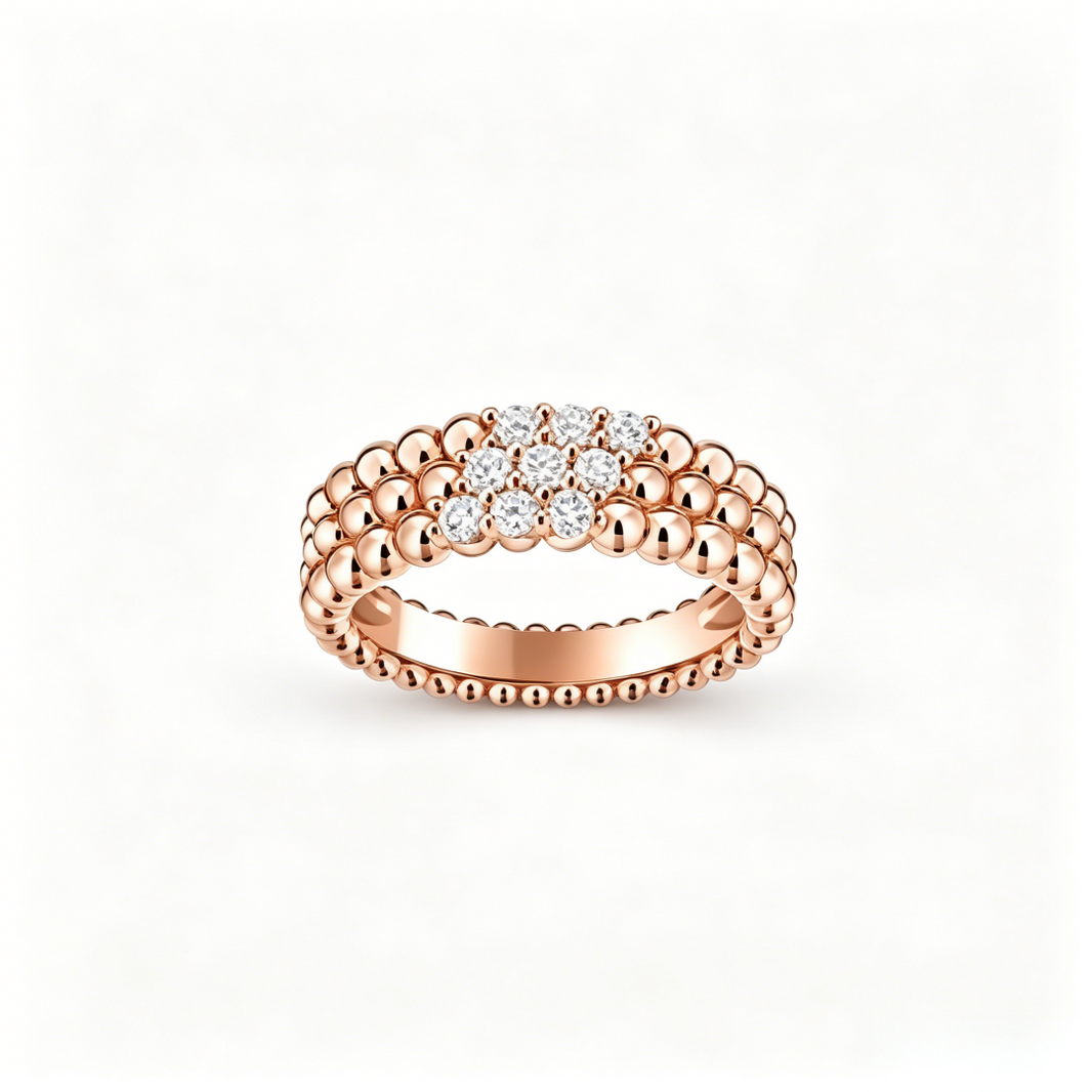 [LUXE]Three-row diamond ring