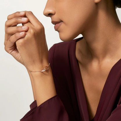 [LUXE] LOVE DOUBLE RING HALF DIAMOND BRACELET