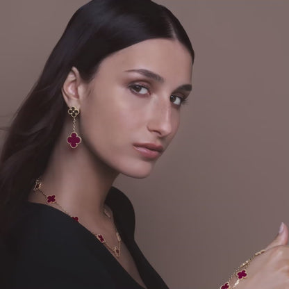 [LUXE] NEW CLOVER 20 MOTIFS PINK ENAMEL NECKLACE