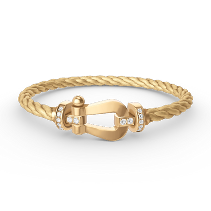 [LUXE]FORCE PULSERA DE MEDIO DIAMANTE CON HERRADURA GRANDE EN ORO
