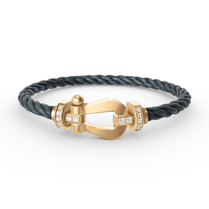 [LUXE]FORCE PULSERA DE MEDIO DIAMANTE CON HERRADURA GRANDE EN ORO