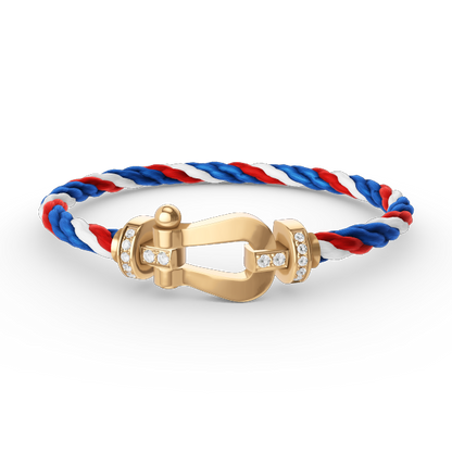 [LUXE]FORCE PULSERA DE MEDIO DIAMANTE CON HERRADURA GRANDE EN ORO