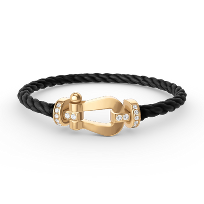 [LUXE]FORCE PULSERA DE MEDIO DIAMANTE CON HERRADURA GRANDE EN ORO