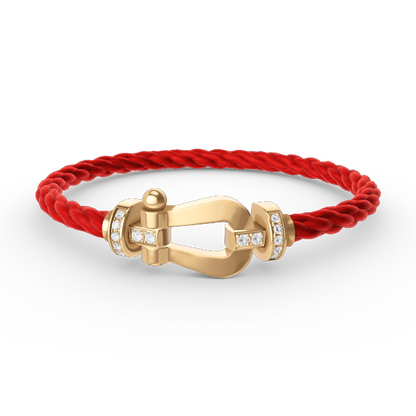 [LUXE]FORCE PULSERA DE MEDIO DIAMANTE CON HERRADURA GRANDE EN ORO