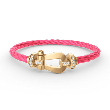 [LUXE]FORCE PULSERA DE MEDIO DIAMANTE CON HERRADURA GRANDE EN ORO