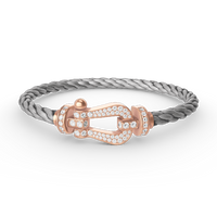 [LUXE]FORCE PULSERA DE HERRADURA GRANDE CON DIAMANTES EN ORO ROSA