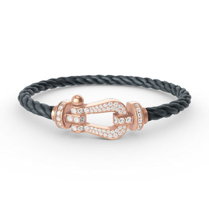 [LUXE]FORCE PULSERA DE HERRADURA GRANDE CON DIAMANTES EN ORO ROSA