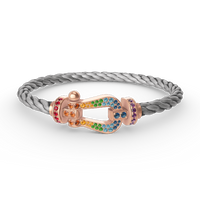 [LUXE]FORCE PULSERA GRANDE DE DIAMANTES DE COLOR HERRADURA EN ORO ROSA