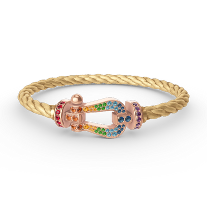 [LUXE]FORCE PULSERA GRANDE DE DIAMANTES DE COLOR HERRADURA EN ORO ROSA