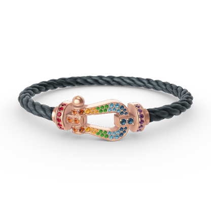 [LUXE]FORCE PULSERA GRANDE DE DIAMANTES DE COLOR HERRADURA EN ORO ROSA