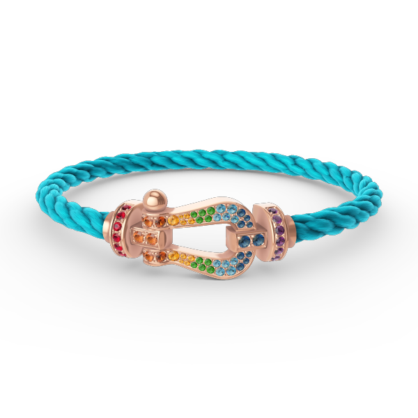 [LUXE]FORCE PULSERA GRANDE DE DIAMANTES DE COLOR HERRADURA EN ORO ROSA