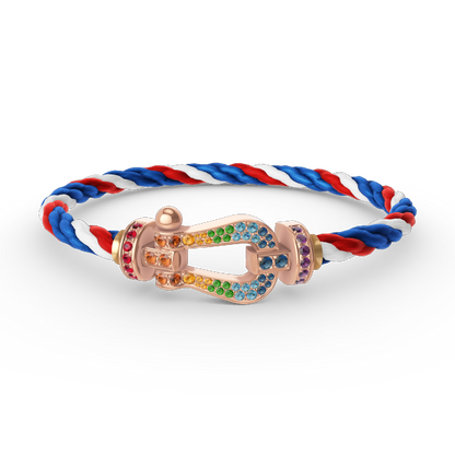 [LUXE]FORCE PULSERA GRANDE DE DIAMANTES DE COLOR HERRADURA EN ORO ROSA