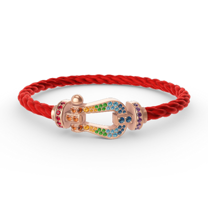 [LUXE]FORCE PULSERA GRANDE DE DIAMANTES DE COLOR HERRADURA EN ORO ROSA