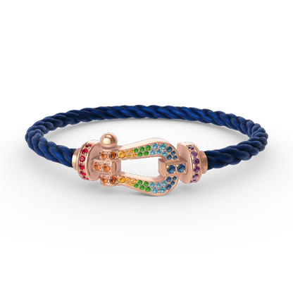 [LUXE]FORCE PULSERA GRANDE DE DIAMANTES DE COLOR HERRADURA EN ORO ROSA