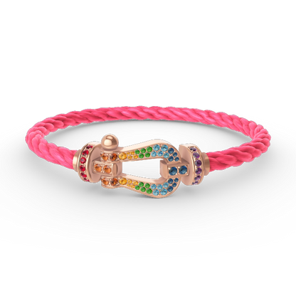 [LUXE]FORCE PULSERA GRANDE DE DIAMANTES DE COLOR HERRADURA EN ORO ROSA