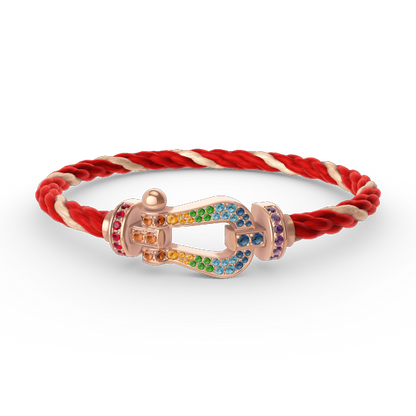 [LUXE]FORCE PULSERA GRANDE DE DIAMANTES DE COLOR HERRADURA EN ORO ROSA