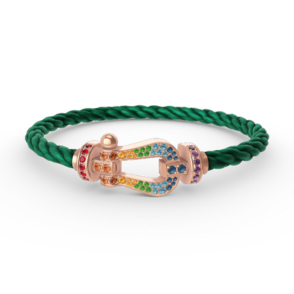 [LUXE]FORCE PULSERA GRANDE DE DIAMANTES DE COLOR HERRADURA EN ORO ROSA